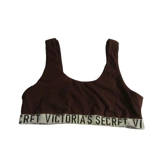 Maroon Logo Band Bralette Victoria’s Secret Medium Soft Cotton Stretch - Picture 2 of 9